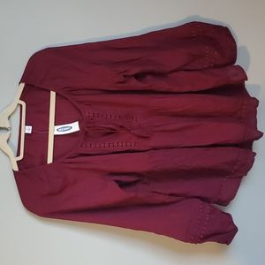 Old navy burgundy peasant blouse size M